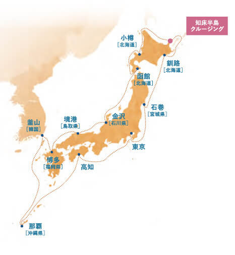 2023年夏 日本一周クルーズ19日間　航路マップ